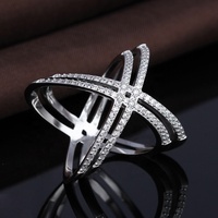 Bijoux femme en argent 925 sterling 925, bague croisé en argent massif
