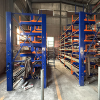 Système de rayonnage cantilever télescopique robuste en acier au carbone à hauteur flexible, espacement des bras 50 mm, ajustement par incrément différentiel