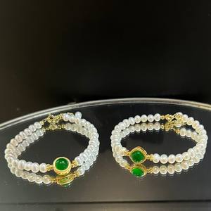 Bracelet en corde élastique avec perle d'eau douce naturelle pour femmes, nouveau style chinois, luxe léger, polyvalent, broches en jadé de cinabre tendance - Product Image 3