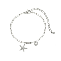 Bracelet élégant pour femme, accessoires étoile de mer française, chaîne fine en coquillage étoile de mer, fermoir mousqueton, bracelets de créateur pour banquets