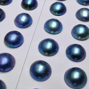 פניני מאבה טבעיות כחולות דרגה AAAAA, צורת עגולה, 10-16 מ\"מ, CN ג'ג'יאנג, בשקית OPP, להכנת תכשיטים - Product Image 2