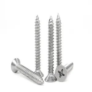 304 Stainless Steel Cross Countersunk Head Self-tapping Screws Cross Recessed Screws Flat Head Self-tapping Nails Solid Wood