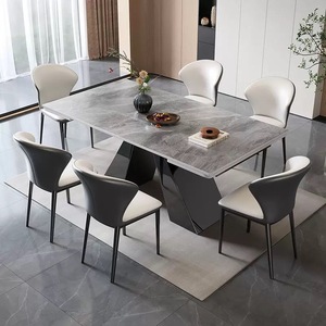 Luxe moderne extensible pliant rectangle marbre dessus <span class=keywords><strong>table</strong></span> à manger chaise ensemble 4 6 8 places restaurant noir meubles designs - Product Image 4