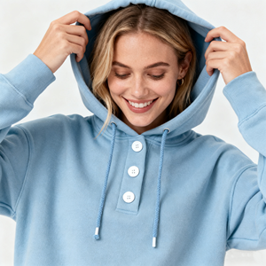 Sweat à capuche en coton pour <span class=keywords><strong>femme</strong></span>, personnalisable avec logo, <span class=keywords><strong>de</strong></span> haute <span class=keywords><strong>qualité</strong></span>, pour l'hiver et l'automne, élégant, avec boutons, style cardigan - Product Image 4