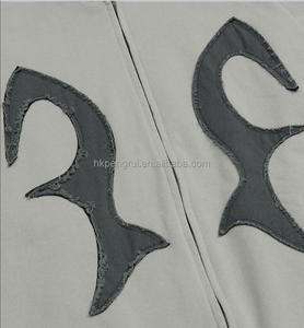 Manteau à capuche rétro en denim lavé pastel avec broderie à franges-430g Sweat à capuche de marque à la mode lourd pour hommes - Product Image 5