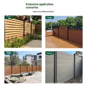 Clôture en <span class=keywords><strong>composite</strong></span> bois-plastique pour cour extérieure, garde-corps de terrasse anti-corrosion avec cadre en alliage d'aluminium - Product Image 4