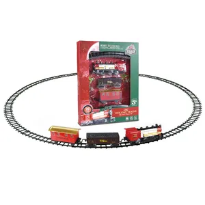 Decoración de tren de Navidad Efecto de sonido juego de tren con batería juguete con juego de vías HN928450