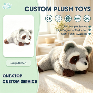 Gepersonaliseerde grijze wasbeer knuffeldier zacht knuffelig bosdier mascotte pluche speelgoed aangepaste logo maat OEM ODM snelle sample service - Product Image 1