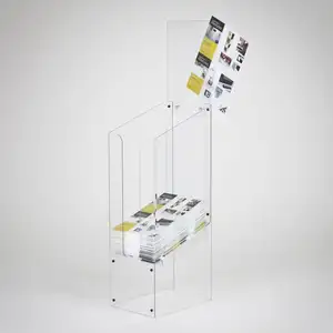 High quality clear acrylic magazine display stand plastic newspaper display rack