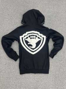 เสื้อฮู้ดผู้ชายสไตล์ลำลอง สตรีทแวร์ ซิปหน้า ผ้าคอตตอนหนา 380gsm พิมพ์ลายตัวอักษรสีรุ้ง ทรงหลวมไหล่ตก ผู้ผลิตเสื้อฮู้ดลำลอง - Product Image 4