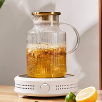 Carafe en cristal soufflé à la main de qualité supérieure avec couvercle, en verre borosilicate résistant à la chaleur, carafe à eau de luxe