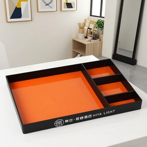 Acrylic <b>Storage</b> <b>Tray</b> Rectangle With Partitions Portable Desktop Organizer For Bathroom Countertop Use - Product Image 2