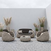 Ensemble de canapé et table basse en alliage d'aluminium pour l'extérieur - Meubles de jardin/patio/balcon, design pastoral campagnard, imperméable
