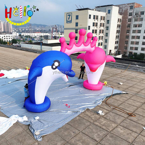 Arco inflable de animales para <span class=keywords><strong>acuario</strong></span>, arco de delfines inflable rosa y azul - Product Image 3