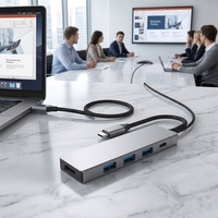 Adaptador USB C Multifunción 5 en 1, Hub USB-C a USB 3.0 con Carga PD de 100W, Salida de Video 4K 30Hz para TV