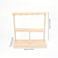 Présentoir à bijoux en bois à double niveau avec crochets pour colliers et barre horizontale pour bracelets, organisateur pour magasin de détail