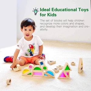 Arcobaleno sensoriale blocchi di costruzione in legno per i più piccoli educativi in età prescolare giocattolo 1:8 scala moto giocattolo per bambini - Product Image 2