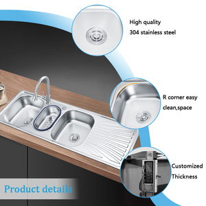 Giá bán buôn bát đôi thép không gỉ Kích thước tùy chỉnh Bồn Rửa Nhà Bếp 85x50 bền bồn rửa bằng thép không gỉ 304 SS Bồn Rửa Nhà Bếp - Product Image 2