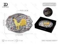 Botón Redondo Plateado Envejecido de 5.0cm, Decorado con Pedrería, para Uso en Prendas - Product Image 1