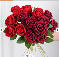 Roses artificielles réalistes en soie rouge populaires - Fleurs à tige longues faites à la main, durables pour la maison, les mariages, Thanksgiving, la fête des Mères, Noël