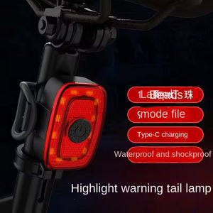 Feu arrière de vélo LED ABS ultra lumineux, rechargeable, étanche IPx4, 5 modes, feu arrière de sécurité pour le cyclisme - Product Image 4