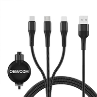 Cable de Carga 3 en 1 Schitec, Aleación de Aluminio Circular Brillante, Logotipo OEM, Cable USB de Carga 3 en 1 para Teléfono y Portátil