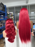 Wig Rambut India 99j Burgundy Transparan dengan Lace Front untuk Wanita, 13x4 Pre-Plucked Body Wave untuk Lace Frontal Panjang, Grosir Pabrik