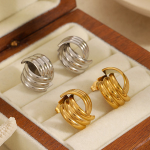 Geometric <b>Stud</b> Earrings Stainless Steel <b>Silver</b> Gold Color For Women Gift Fashion Jewelry - Product Image 1