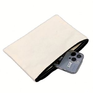 Student School <b>Canvas</b> Zipper Storage Bags DIY Blank Craft Cosmetic Cotton Pouches Custom Household Watch Pencil Bag - Product Image 3