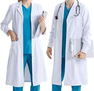 Hospital Scrubs Blanco Manga larga 100% Algodón Protector Cómodo Venta caliente Simple para Hospital Médico - Product Image 1