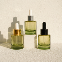 Vente en gros OEM 30ml Flacon en verre Logo personnalisé Gradient Green Essential Oil Dropper pour sérum et soins de la peau quantité minimale de commande 100pcs