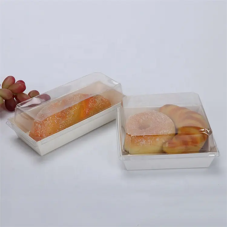 Custom Printing Food Packaging Boat Trays Sandwich Hot Dog Bread Dessert Cake Box with Lid Cover