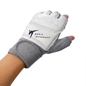 Half Finger PU Training Gloves With <b>Velcro</b> Wrist Closure For Martial Arts Unisex Gray And White Comfort fit sparring gloves - Product Image 5