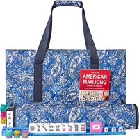 Jeu de Mahjong américain de luxe 166 tuiles, complet avec 4 poussoirs, supports et étui de transport matelassé souple, jeu de société portable de voyage