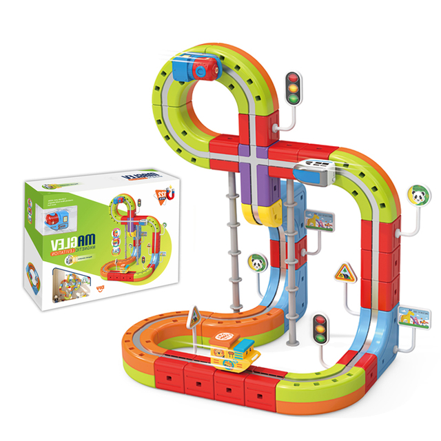 122PCS DIY Building Blocks Toys Set,High-speed Train Toys Cartoon Colorful Magnetic Levitation Train Track stem Toy Set,DIY Toy