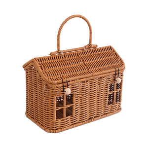 Premium Handmade Creative <strong>Small</strong> House-shaped Rattan Picnic <strong>Storage</strong> <strong>Basket</strong> Wedding Party Favors Bridesmaid Hand-held Gift <strong>Basket</strong> - Product Image 2