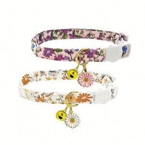 <b>Personalized</b> Cotton Breakaway <b>Cat</b> <b>Collars</b> with Bell Cute Pendants for Girl Boy <b>Cats</b> and Small Pets - Product Image 1