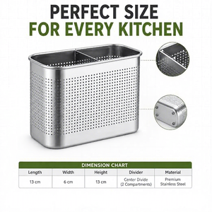 Rectangular Metal Storage Basket With Perforated Design Rust Resistant Kitchen Organizer Minimalist Style Standing - Product Image 3