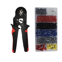 Ensemble de pinces à sertir isolées européennes tubulaires HSC8 6-4A+1200PCS, outil manuel avec poignée noire et rouge, matériau en acier
