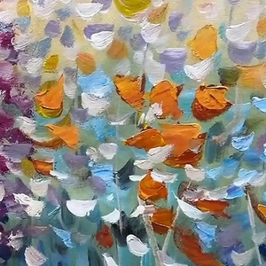 Modern Soft Neutral Large Wild Meadow Textured Impasto Wildflower Meadow Oil Painting House Decoration Interior Framed Wall Art - Product Image 4