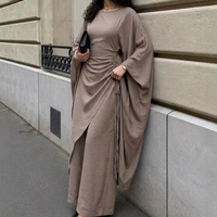 Ensemble deux pièces Sharut : Abaya modeste islamique en crêpe, chemise à manches chauve-souris et pantalon, style Dubaï et Turquie, pour femme musulmane, collection 2026