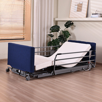 Luxuriöses Gepolstertes Elektrisches Krankenhausbett Ultra Niedrige Höhe Verstellbare Rückenlehne/Fußstütze Weiches Pflegebett für Demenzkranke und Senioren