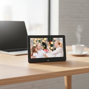 إطار صور رقمي 10 بوصات بدقة 1024*600 بسعر الجملة مع جهاز تحكم عن بعد ومستشعر حركة ودوران تلقائي - Product Image 1