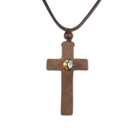 NFC croix collier Bracelet ensemble bois de santal verre cire cordon quotidien Bible versets 13.56MHz RFID personnalisé OEM/ODM sans frais chrétien