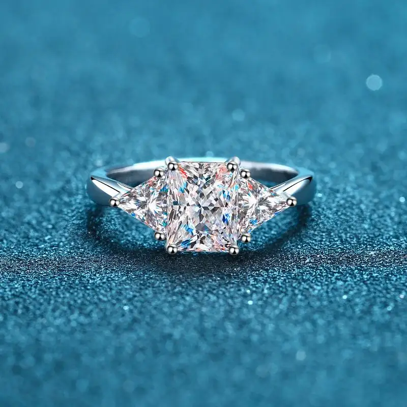 Moissante anéis de noivado para mulheres, 3 carat puro prata 925 promessa banda 3 pedra moissanite anel 14k