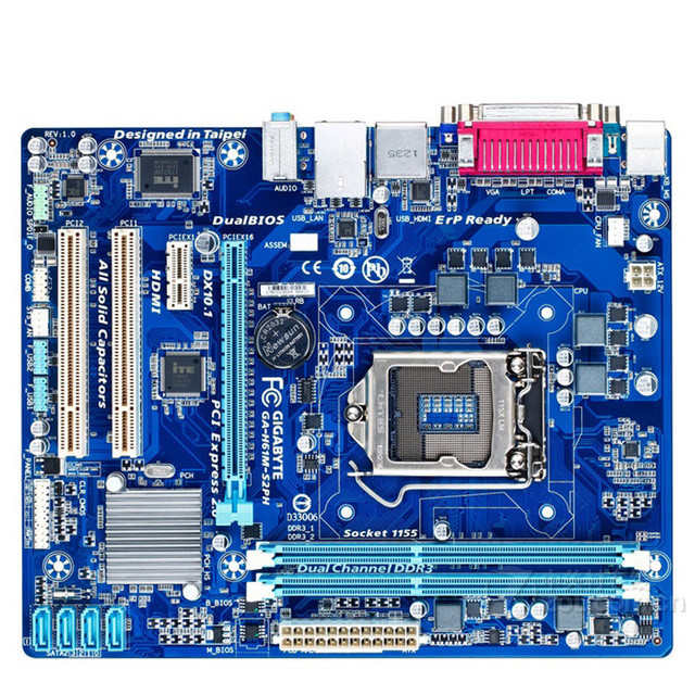 GA-H61M-S2PH Desktop Motherboard H61 Socket LGA 1155 I3 I5 I7 DDR3 16G UATX UEFI BIOS Original H61M-S2PH Used Mainboard