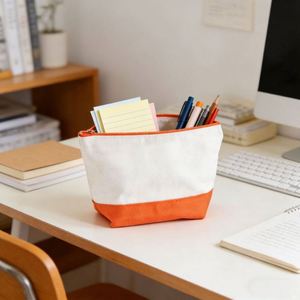 <b>Large</b> Capacity Canvas Zipper Handheld Makeup Stationery Storage Organizer <b>Bag</b> Eco Friendly Pouch - Product Image 1