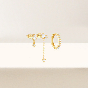 Ensemble de boucles d'oreilles CANNER en argent 925 plaqué or 18 carats, géométriques, longues, avec pampilles, étoiles et lunes, pour femmes - Product Image 4
