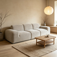 Modulares Komprimiertes Sofa - Geradliniger Dreisitzer im Minimalistischen Modernen Stil, Gepolstertes Sofa mit Anpassbarem Bezug, Langlebig