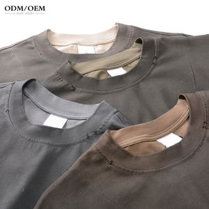 เสื้อยืดฮิปฮอป AR035 ไซส์ใหญ่พิเศษสำหรับผู้ชาย ทรงโอเวอร์ไซส์ ล้างสีแบบ Acid Wash คอกลม แขนสั้น ผ้าฝ้าย 100% ถักเนื้อหนา เป็นมิตรกับสิ่งแวดล้อม - Product Image 2